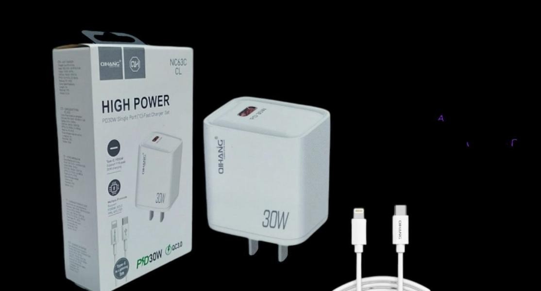QIHANG NC63CL CARGADOR COMPLETO CON CABLE IPHONE 30W