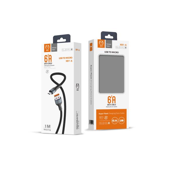 MCM X81A CABLE CORDON NEGRO USB/V8 6A